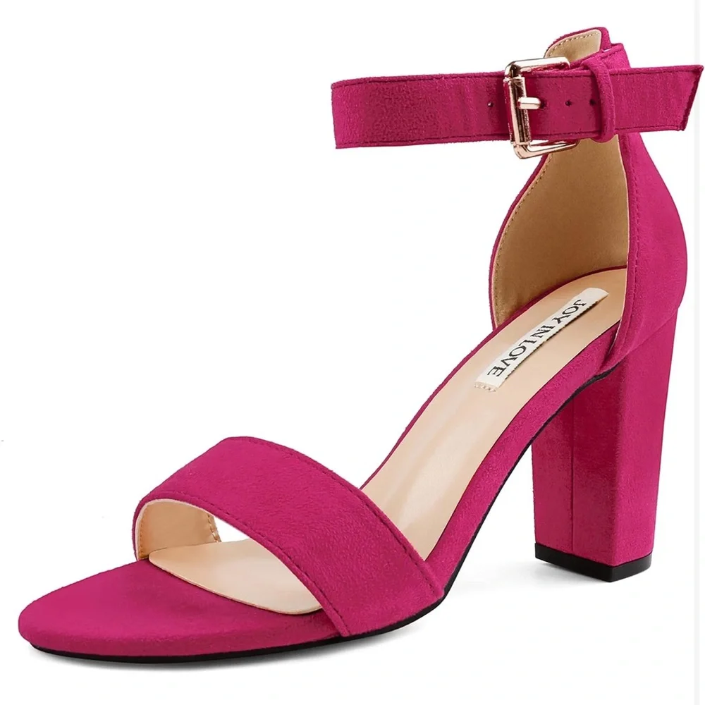 NWT JOY IN LOVE 3.5" Chunky Block Heels, Ankle Strap - Picture 2 of 7